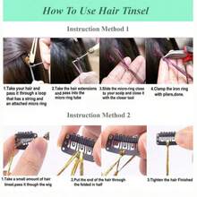 Mixed Color Fairy Hair Accessory Laser Wire Set, 12pcs Equipped With BB Clip, Hair Extension Ring, Hair Puller, Small Comb, Small Rubber Band Tool, 48 Inch Shiny Hair Extension, Suitable For Ladies And Girls' Hair Extensions, Used For Role-Playing, Christmas And Holiday Parties - Multicolor - View 7