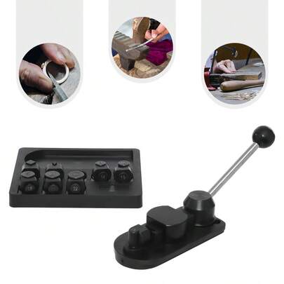 Black Ring Bending Tool Kit, Manual Jewelry Bender With 16 Chrome Steel & 6 Nylon Molds. 12-22mm Sizes & 90°/60° Angles. 360° Rotating Handle Tabletop Ring Bender For Gold Silver Copper Jewelry Making