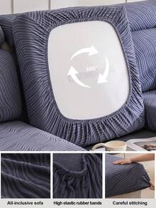 1 PC Sakura Bank Shake Fleece Elastic Anti Cat Scratch Sofa Cover Four Seasons All Inclusive Universal Set Sofa Hat Cushion,Suitable For Living Room Sofa Protection Of L-Shaped Sofas And 1, 2, 3, 4 Seat Sofas - Thin Vines - Dark Gray - View 10