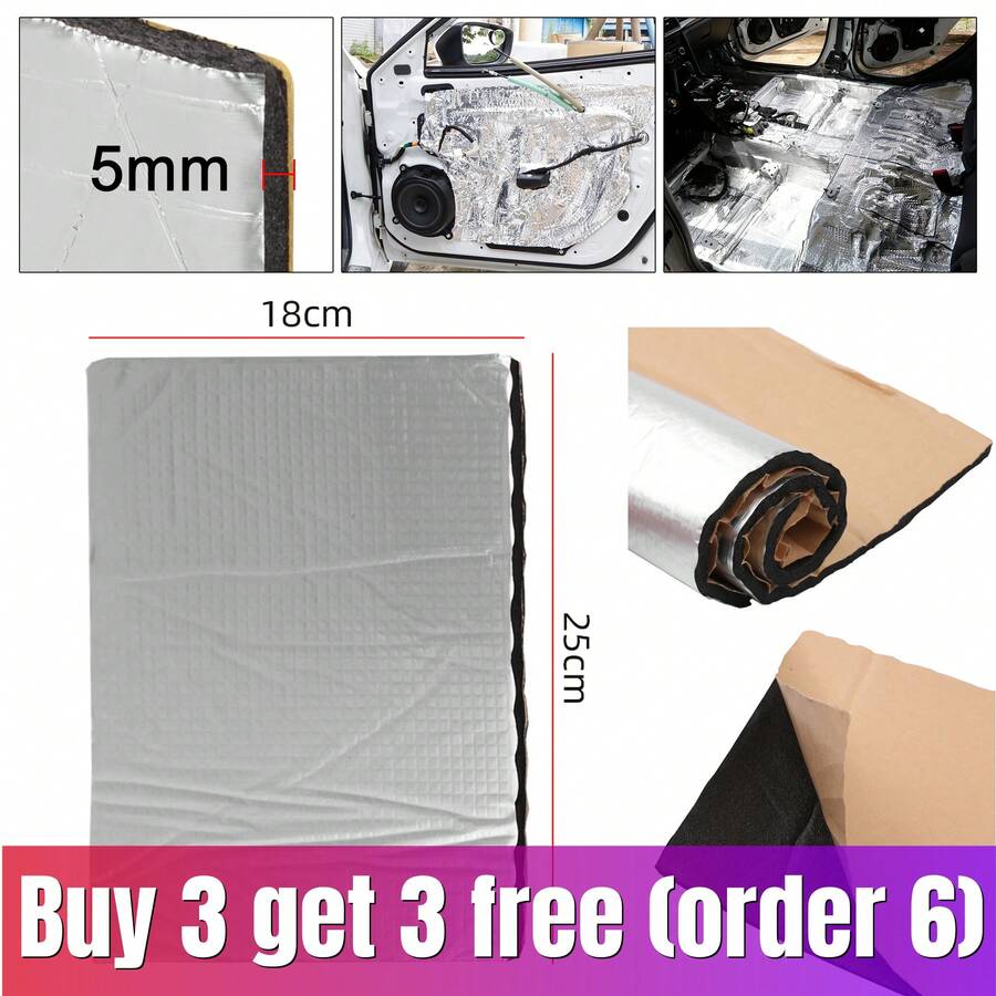 Sheets Sound Deadening Damping Mat Car Silent Compact Van Proofing 5mm Auto - Silver - View 1