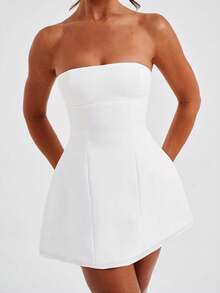 Onicee Summer Dress, White Elegant A-Line Sleeveless Dress, Suitable For Valentine's Day, Dates, Gatherings, Parties, Travel, Vacation, Beach And Other Occasions - White - View 2