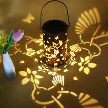 Vintage Iron Art Solar Lamp, Hollow Flower & Bird Design, Suitable For Ramadan, New Year, Valentine's Day Decor, Home/Camping, Great Gift For Family And Friends - Multicolor - View 10