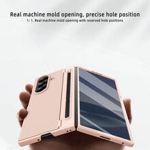 VIETAO 內置筆隱藏式幾何支架噴漆手機殼，適用於 Galaxy Z Fold 6 7 8 Ultra Fold6 Fold7，附強化玻璃螢幕保護貼 - 深藍色 - 查看 9