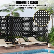 Pantalla de Privacidad Metálica 74"x47.2" con Soporte, Panel Divisor Decorativo para Exterior, Partición Libre para Terraza, Balcón y Jardín, Uso Interior y Exterior - Estilo 4 - Ver 6