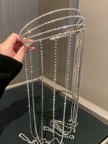 1pc Women's Bohemian Vintage Tassel Waterdrop Alloy Headpiece, Suitable For Nightclub, Party, Wedding, Bride Wear - Silver - View 2