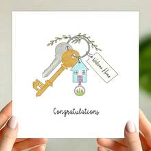 乔迁贺卡、祝贺贺卡、乔迁贺卡、温馨的家、搬家、新房、乔迁贺卡 - 彩色 - 查看 1