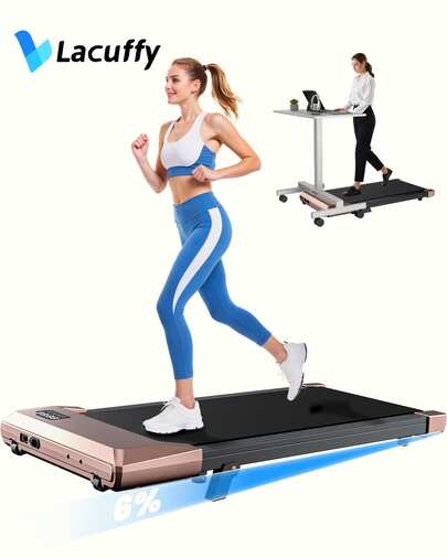 LACUFFY Foldable 6% Slope Under Desk Treadmills 2.5 HP Quiet Walking Pad Portable Remote Control LED Display 300LBS Exercise Walkingpad