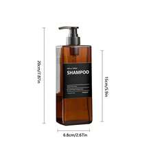 3个500毫升/16.9盎司可重复灌装塑料泵瓶，含标签，可重复用于洗发水、沐浴露、化妆品、浴室淋浴用品容器 - 棕色 - 查看 5