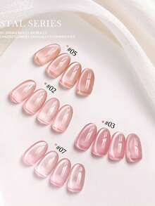 MISS SHAKA 10毫升冰透明粉色玻璃珠猫眼凝胶指甲油，裸粉色瓷白色闪粉，沙龙专供，美白，多用途，热门美甲DIY用品 - 彩色 - 查看 3