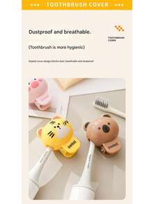 1个可爱动物图案牙刷头保护套,牙刷架,电动牙刷防尘罩,牙刷夹,防尘罩 - 彩色 - 查看 8
