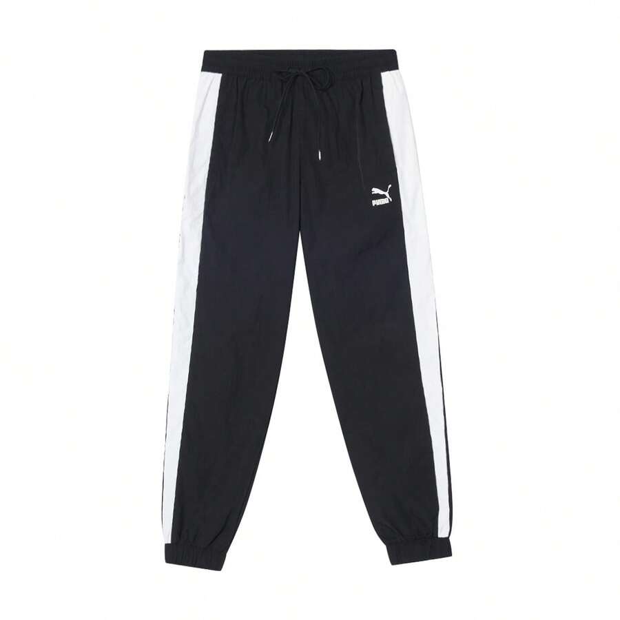 Puma Pantalones jogger de tela ligeros con cordón en la cintura para hombre, primavera/otoño - Blanco y negro - Ver 1