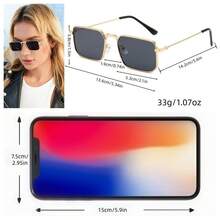 1 Pair Men's Metal Frame Square Fashionable Glasses, Suitable For Daily Wear