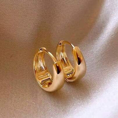 1 Pair Vintage Gold Minimalist Geometric Stud Earrings, Suitable For Young Girl Everyday And Festivals