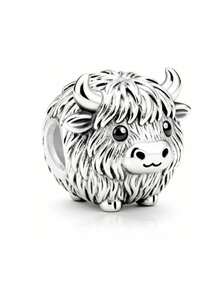 1pc Cute Niche Creative Highland Cow Beaded Pendant, Versatile For DIY Bracelet, Necklace, Small Gift