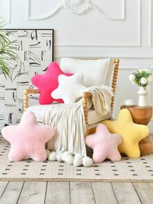 11.81"/15.74" Cute Star Plush Throw Pillow, Soft Faux Fur Material Cushion, Christmas Decoration For Sofa, Bedroom And Living Room, Great Christmas Gift For Family And Friends - 白色 - 查看 6