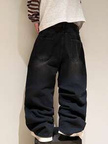 1 pieza Chaqueta vaquera de estilo callejero americano casual y holgada para hombre - Negro - Ver 6