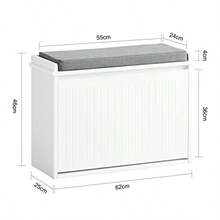 HLJ  SoBuy Banco Zapatero Banco de Almacenamiento con Cajón Estante para Zapatos para Entrada Organizador de Almacenamiento con Asiento Acolchado Blanco FSR98-W81 - Blanco - Ver 3