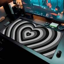 1pc Hypnotic Heart Shaped Pink Gaming Mouse Pad, Non-Slip Washable Rubber Base Large Desk Mat, Office Desk Accessory, Computer Decor, Ideal Gift For Gamers - Extra Long Desk Pad, Fashionable Office Desk Decoration And Study Accessory Mousepad Study Table Mouse Pad For Desk - Multicolor - View 6