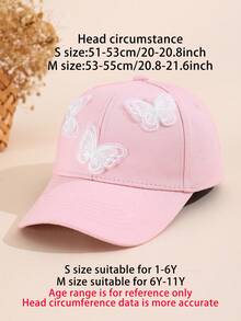 1pc Girls' Adjustable Baseball Cap With 3D Embroidered Butterflies, Breathable, Moisture-Wicking, Soft & Delicate, Suitable For Daily, Vacation, Outdoor Activities, Gift - 1PC - View 3