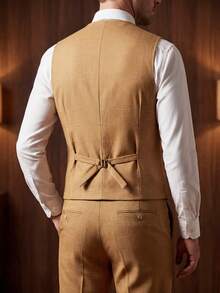 Men's 3-Piece Gradient Tuxedo Suits Slim Fit Double Breasted Formal Evening Blazer Vest Pants Set For Weddings, Business Meetings, Parties, Graduations & Corporate Events - 棕色 - 查看 5