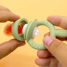 Customized Silicone Fruit & Vegetable Teether, Rabbit Design, Squeezable Teeth Section, Unique Gift For Infants And Toddlers - Multicolor - View 7