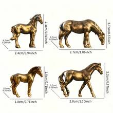 4pcs High Quality Copper-Color Mini Horse Figurines - Micro-Carved Crafts, Room Decor Horse Sculptures | Copper Surface - Moss Terrarium Fish Tank Micro Landscape Decorations - Multicolor - View 4