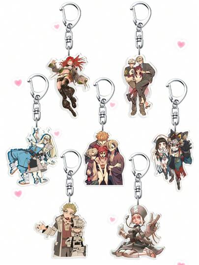 1件装 时尚GACHIAKUTA动漫亚克力钥匙扣，Rudo Enjin Zanka Riyo Jabber包包挂饰，背包手机配件，汽车钥匙扣，动漫爱好者桌面装饰收藏品