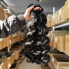 BINF Body Wave Human Hair Bundles 8-30 Inch Glueless Weft Natural Look Graduation Ceremony Hair For New Graduates Easy Styling Daily Wear Soft Wavy And Wet - Natural Black - 查看 2