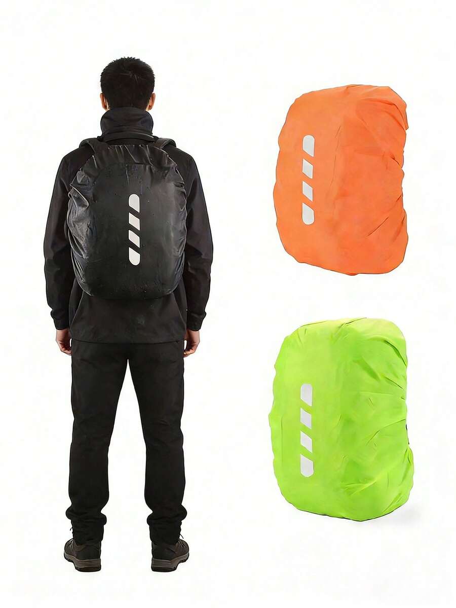 1pc Universal Backpack Rain Cover, 35L High Quality Dustproof With Reflective Strips, Suitable For Hiking, Camping, Travel Backpacks, Cycling And Outdoor Activities - Multicolor - View 1