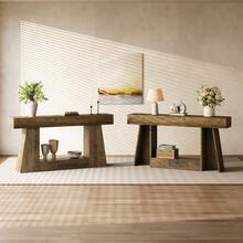 Tribesigns Mesa Consola Almacenamiento, sofá de Madera de Granja de 160cm para Entrada, sofá Estrecho y Largo detrás del sofás, Consola para salón, Pasillo, Entrada, vestíbulo, Roble - Marrón - Ver 4