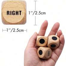 3-Piece Wooden Left Right Center Dice Game Set, Portable Left Center Right Dice For Family Friends Party & Drinking Games, Travel Fun Toy, Holiday Gift Idea - Default - View 1