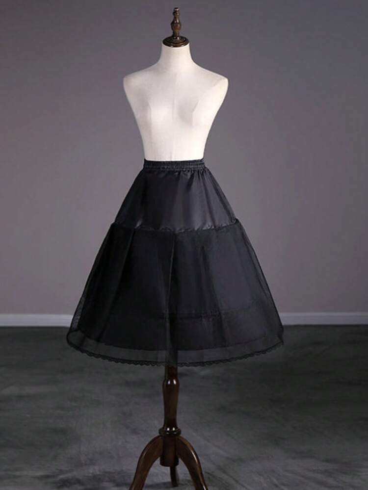 Black Lolita Petticoat With 2 Steel Hoops, Elastic Waist, Cosplay Performance Outfit, Photo Accessory, Underskirt For Women - Multicolor - View 8