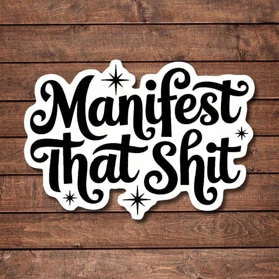 1/2/5pcs Manifest That Vinyl Sticker | Fun And Quirky Vinyl Decal For Planners, Journals, And Laptops | Cute And Mindful Design For Meditation, Wellness Enthusiasts, And Book Lovers | , Artsy, Positive Affirmation Sticker - 彩色 - 查看 1