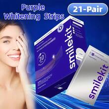21pcs/7pairs Purple Teeth Whitening Strips, Deep Cleaning, Oral Care, Teeth Whitening Strips, Fresh Breath, Suitable For Travel And Home Use, Large Size, Exclusive Design - Purple Teeth Whitening Strips - 21 Pairs - View 11