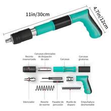 Kit Manual de Remachadora con Accesorios Múltiples, Set de Remachadora Manual con Accesorios y Estuche, Remachadora Manual Ajustable con Accesorios, Kit de Herramienta Manual para Trabajos de Remachado - verde menta - Ver 7