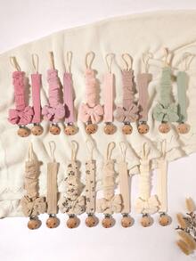 2pcs Baby Pacifier Chain, Fashionable Printed Pacifier Clip And Wooden 3-Hole Pacifier Clip, Suitable For Baby Boys And Girls, Daily Use And Gift - Multicolor - View 12