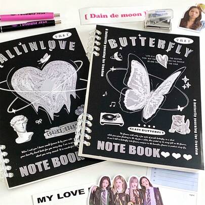 A5 Coil Notebook Ins-Style Butterfly Pattern, Thickened Lined Page Portable Journal, High-Appearance Notepad For Office Work Study Daily Planning Note-Taking Travel Journaling Supplies