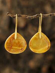 Colorful Imperial Stone Water Drop Earrings, Delicate Natural Stone Triangle Y2K Resort Earrings - Multicolor - View 12
