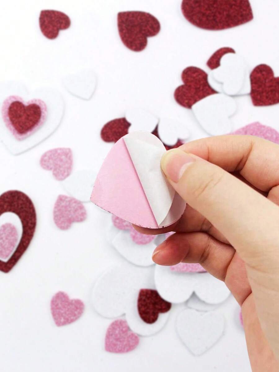 60pcs/Pack Glitter Heart Stickers, Suitable For Gift Boxes, Gift Bags, Greeting Cards, Party Decorations, Party Stickers, Gift Labels, Fun Holiday Gifts, Valentine's Day Decorations, Creative Heart Shapes, Gifts For Girlfriend, Mom, Wedding Season, School Supplies, Back To School - Multicolor - View 1