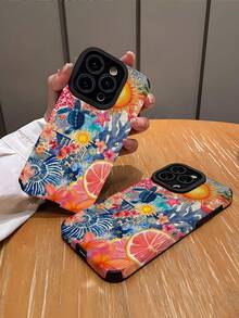 1个柔软硅胶手机壳，浅蓝色和粉色海洋生物图案，竖条纹仿皮纹理，防摔设计，兼容苹果16/16 Plus/16 Pro/16 Pro Max - 彩色 - 查看 2