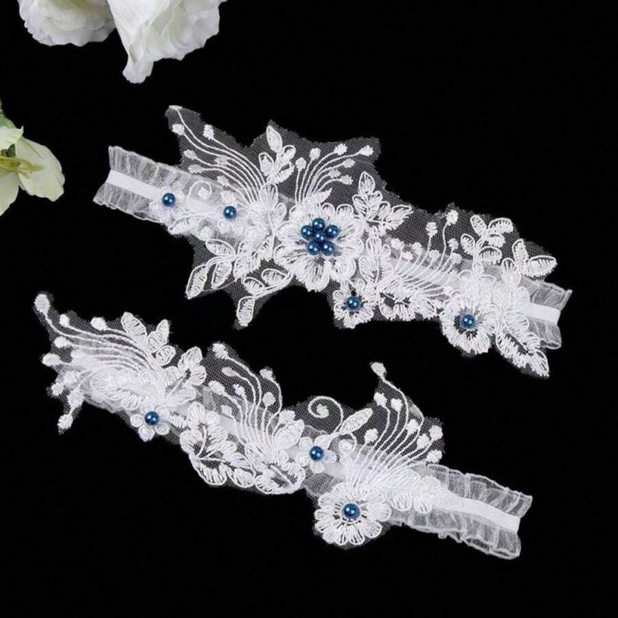 Fashionable Lace Garter For Bride, Suitable For Party Occasions - Blue - View 1
