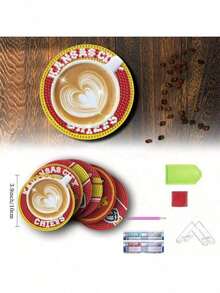 6pcs Diamond Painting Kits, Cartoon Pattern Theme DIY Diamond Art Coasters, No Cup Holder, Non-Slip Wooden Coasters, Suitable For Living Room, Office, Bar, Kitchen Or All Holiday Gifts - Multicolor - View 5