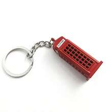 1pc London-Style Red Telephone Booth Keychain, Zinc Alloy, Casual Style, Travel Souvenir Gift For Friends - Multicolor - View 6