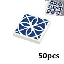 MIGUBA 50片2x2彩色光滑印花瓷砖砖，地板砖，组装配件砖，装饰房屋墙壁，平整光滑的板材，DIY益智玩具，兼容3068砖块 - 彩色 - 查看 27