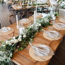 Set de table rond en lin et jute, tapis de pot de fleurs, tapis de table résistant à la chaleur, convient pour la cuisine et la salle à manger, peut être utilisé comme nappe de mariage, décoration de chambre, fête d'anniversaire, rassemblement familial, décoration de restaurant - Kaki - Voir 12