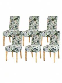 1/2/4/6pcs Printed Milk Silk High Back Chair Covers, Random Pattern Cutting, Modern Polyester Stretch Dust-Proof Washable Slipcovers For Living Room, Dining Room, Bedroom - Multicolor - View 10