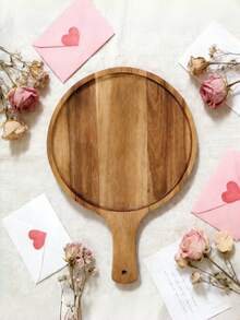 1pc Wooden Pizza Peel/Cutting Board With Handle, Kitchen Chopping Board, Kitchen Accessories, Home, Kitchen Supplies, A Creative And Romantic Gift Idea Suitable For Girlfriend/Wife, Practical And Warm Couple Gift, Suitable For Valentine's Day, New Year, Easter, Eid, Mother's Day And Father's Day - Brown - View 2