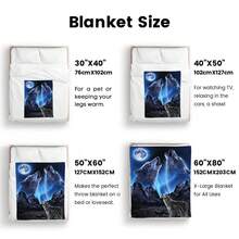 Wolf Howling At The Moon Mountain Night Cartoon Blanket Soft Cozy Multi Purpose Throw For Home Bedroom Living Room Sofa Gift - Multicolor - View 10