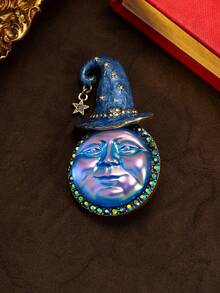 1pc 2-In-1 Vintage European & American Figure Minimalist Versatile Elegant Luxurious Brooch, Suitable For Daily, Party, Banquet And Celebration Occasions. One Style Is Iridescent Pearl Crescent Moon With Rhinestone Crown + Crystal Pendant, Gilded Textured With Courtly Luxurious Feel - Multicolor - View 3