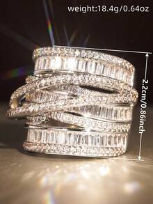 1 PC Pretty Cubic Zirconia Ring For Women For Wedding Engagement Anniversary Party Jewelry Valentine's Day Gift - 1# - View 8